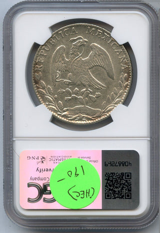 1885 Mexico Go RR 8 Reales Silver Coin NGC AU Details Certified - JP608