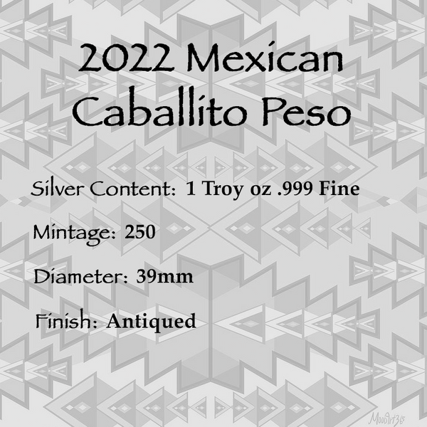 2022 Mexico Mexican Caballito Peso 1 Oz Silver Antiqued Round COA - JP055