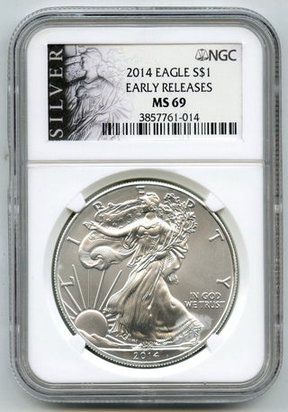 2014 American Eagle 1 oz Silver Dollar NGC MS69 Early Releases Bullion - E67