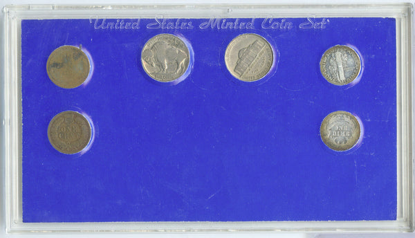 1909, 1938, & 1916 United States US Mint 6 Coin Set & Holder -DN347
