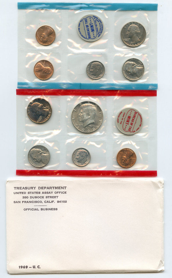 1969 United States Uncirculated US Mint Coin Set -OGP Philadelphia & Denver