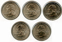 2007 State Quarter 5-Coin Set WY MT ID WA UT - Philadelphia Mint - Statehood