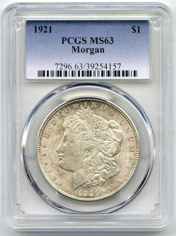 1921 Morgan Silver Dollar PCGS MS63 Certified $1 Philadelphia Mint - A959