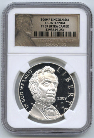 2009 Lincoln Bicentennial Proof Silver Dollar NGC PF69 Ultra Cameo - E986