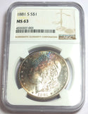 1881-S Morgan Silver Dollar NGC MS 63 Certified Toning Toned San Francisco CC540