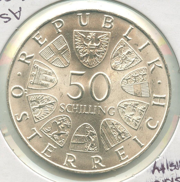 1970 Austria 300th Anniversary Innsbruck University Silver 50 Schillings-KR513