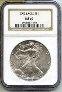 2002 American Eagle 1 oz Silver Dollar NGC MS69 Certified - A820