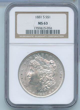 1881-S Morgan Silver Dollar $1 NGC MS63 San Francisco Mint - KR598
