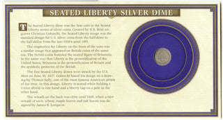 1877 liberty Seated Dime In Information Card - 10 Cent -Philadelphia -DM306