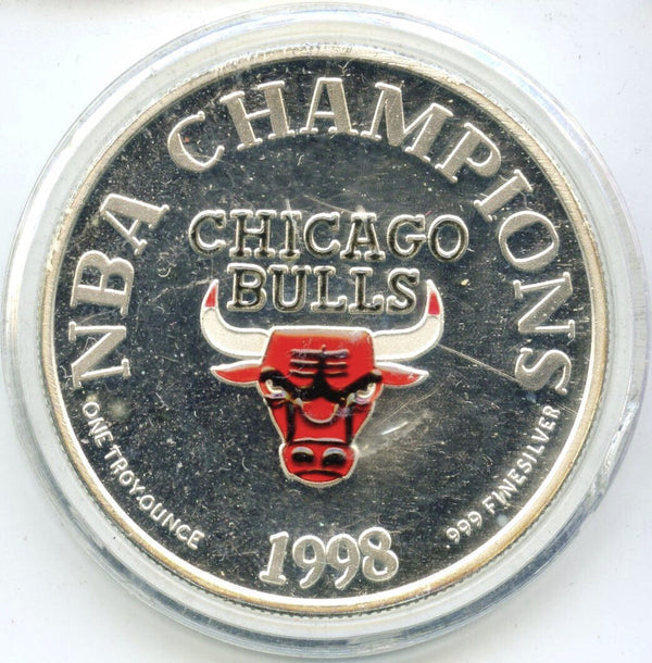 1998 NBA Champions Chicago Bulls Basketball 999 Silver 1 oz Medal Sports -DM579
