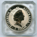 1993 Australian Kookaburra 1 Oz 999 Silver $1 Dollar Coin Square Capsule - JN331