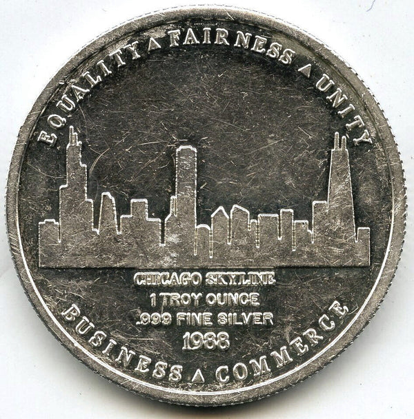 Mayor Harold Washington Chicago 1988 Medal 999 Silver 1 oz Round - C267