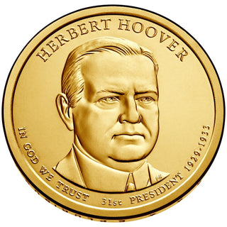2014-P Herbert Hoover Presidential Dollar US Golden $1 Coin - Philadelphia Mint