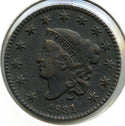 1831 Coronet Head Cent Penny - Large Letters - E17