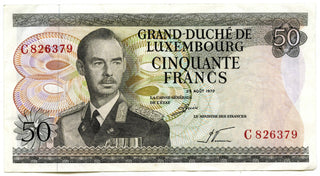 1972 Luxembourg Bank Note 50 Francs Currency - E231