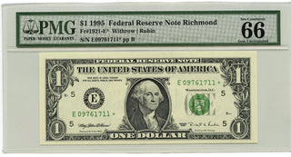 1995 $1 Federal Reserve Star Note Richmond PMG 66 Gem Uncirculated Dollar - E07
