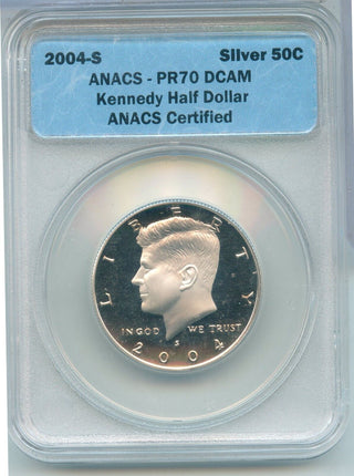 2004-S ANACS PR70 DCAM Silver Kennedy Half Dollar San Francisco Mint -ER783