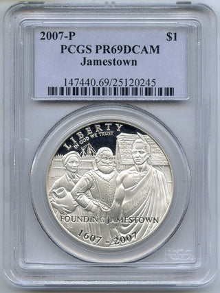 2007-P Jamestown Proof Silver Dollar PCGS PR69 DCAM Commemorative Coin - G90