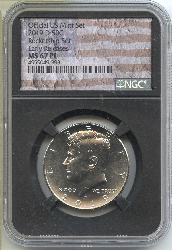 2019-D Kennedy Half Dollar NGC MS67 PL Early Releases Rocketship Label - G606