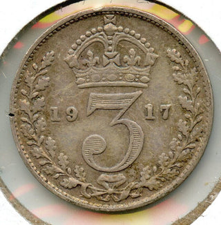 1917 Great Britain Silver Coin Threepence - King George V - CA694