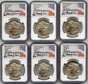 2021 Morgan & Peace Silver Dollar NGC MS70 6 Coin Set Thomas Uram Signed - JP041