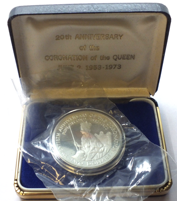 1973 Cook Islands Coronation of Queen $2 Silver Coin 20th Anniversary - E675