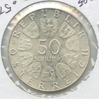 1973 Austria Silver 50 Schillings Dr Theodor Korner - ASW .5787 -DN648