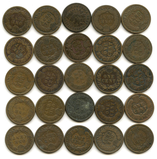 1883 Indian Head Cent Pennies 50-Coin Roll - Penny Lot Collection - B289