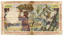 1960 Martinique 1000 Francs Banknote Currency 10 Nouveaux Note - A407