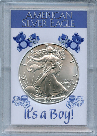 2024 American Silver Eagle 1 Oz Coin It's A Boy! Holder BU Gem Uncirculated Gift