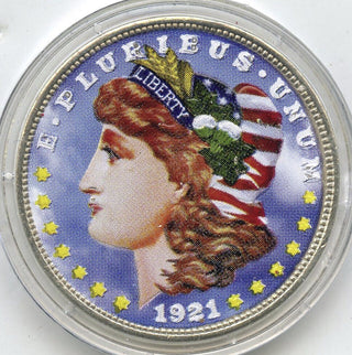 1921 Morgan Silver Dollar - Colorized Painted Color Coin - H177