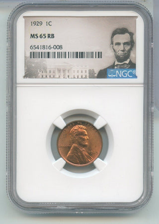 1929-P Lincoln Wheat Cent Penny NGC MS 65 RB - Philadelphia Mint - ER515