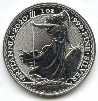 2020 Great Britain Britannia 999 Fine Silver 1 oz Coin 2 Pounds Elizabeth - C333