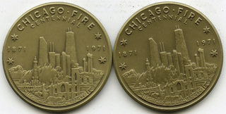 1871 - 1971 Chicago Fire Centennial Art Medal Round Bronze 39mm Lot of 2 -DM835