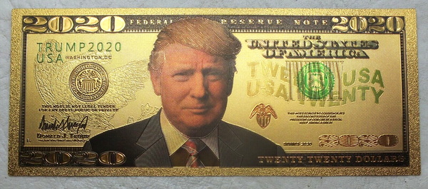 Donald Trump 2020 White House Note Novelty 24K Gold Foil Plated Bill - LG561