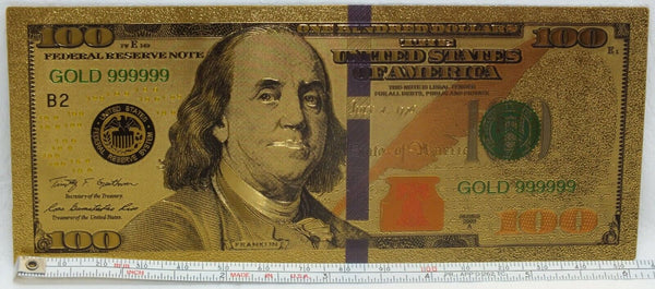 2009 $100 Federal Reserve Novelty 24K Gold Foil Plated Note Bill 6