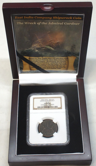 1808 Admiral Gardner India 10 Cash Madras Presidency NGC Genuine Coin - C503
