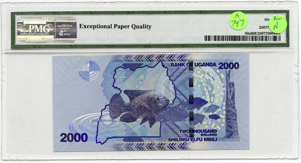2010 Uganda 2000 Shillings Currency PMG 66 EPQ Gem Uncirculated Note Crane A747