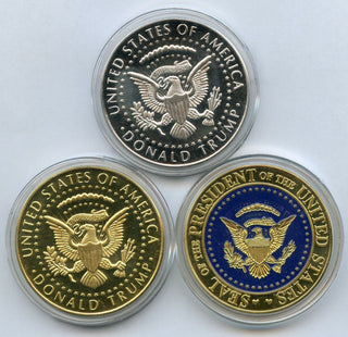 Donald Trump Gold Silver Plated Colored 3 Medal Set MAGA 2020 2024 - JM994