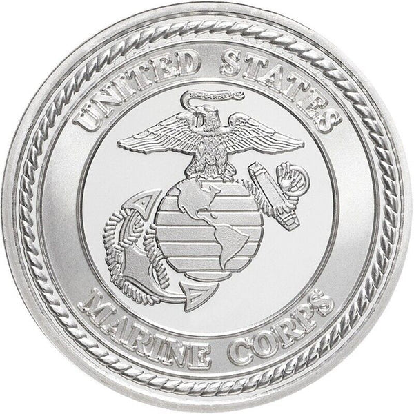United States Marine Corps Marines USMC 1 Oz 999 Silver Round Medallion Military