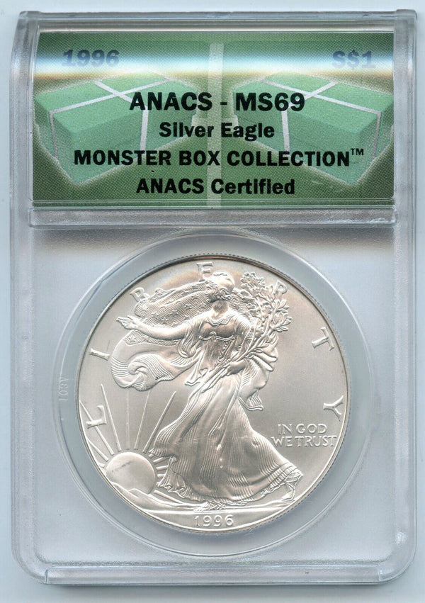 1996 American Eagle 1 oz Silver Dollar ANACS MS69 Monster Box Collection - CA601