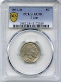 1937-D Indian Head Buffalo Nickel PCGS AU58 3 Legs -5 Cents- DM611