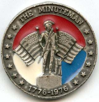 Minuteman Bicentennial 1776 - 1976 Enameled Art Medal USA Round America - A250