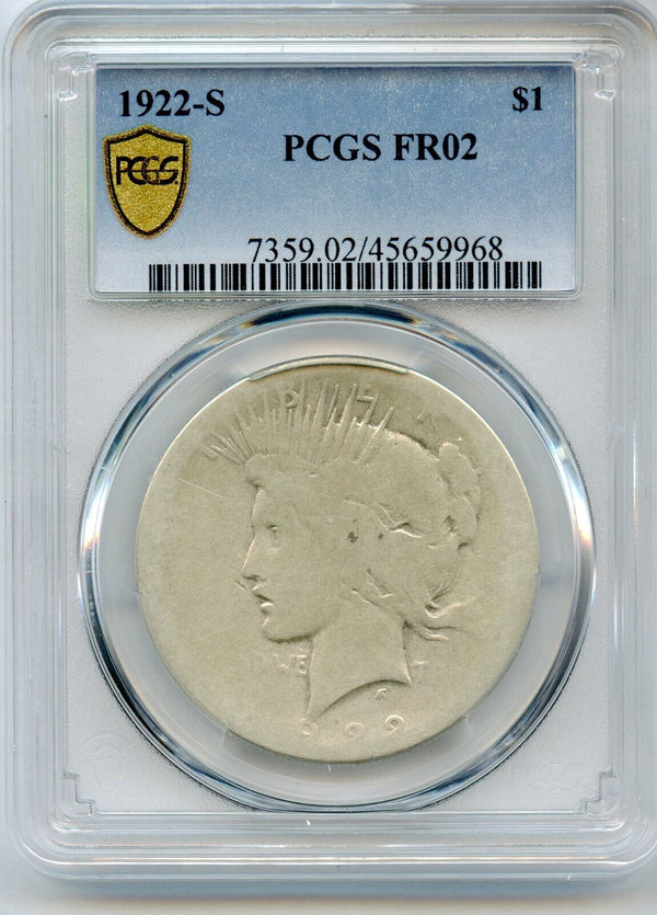 1922-S Peace Silver Dollar PCGS FR02 $1 Coin Lowball Set - JP117