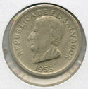 1953 El Savador 25 Centavos .9000 Silver Coin .0723 ASW -DN165