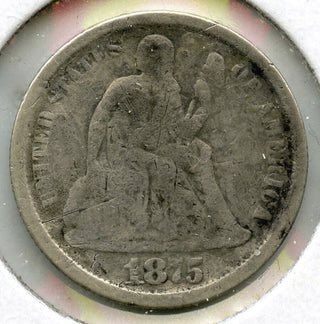 1875-CC Seated Liberty Silver Dime - CC Above Bow - Carson City Mint - C352