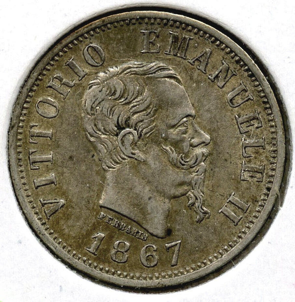 1867 Italy Silver Coin 50 Centesimi - Vittorio Emanuele II - B51