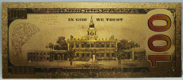 2009 $100 Federal Reserve Benjamin Novelty 24K Gold Foil Note Bill 6