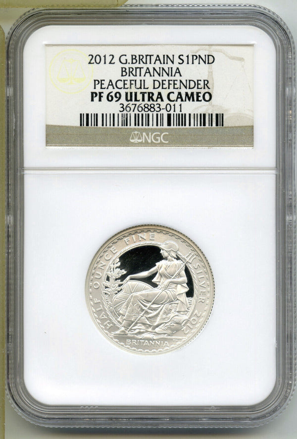 2012 Great Britain Peaceful Defender Silver Coin NGC PF69 Ultra Cameo - G95