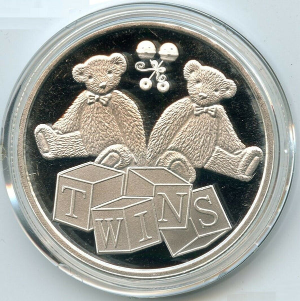 Baby Twins 2022 Art Medal 999 Silver 1 oz Round Newborn Gift Parents Bears Medal